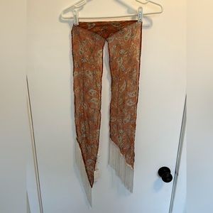 RARE NWOT Chan Luu Autumnal Paisley Print with Fringe Skinny Scarf